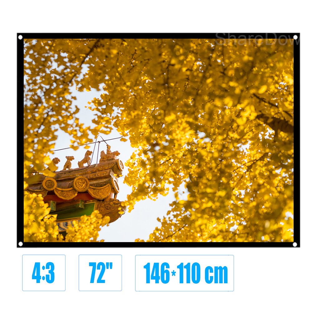 Projector Screen 72inch 4:3 Matte White Fabric Fiber Glass Simple Projector Screen Movie for LED LCD DLP projector Wall Mounted