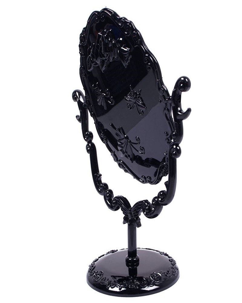 Maquillaje de escritorio de , espejo compacto con pie, Mariposa Negra, rotativo, gótico, tamaño pequeño