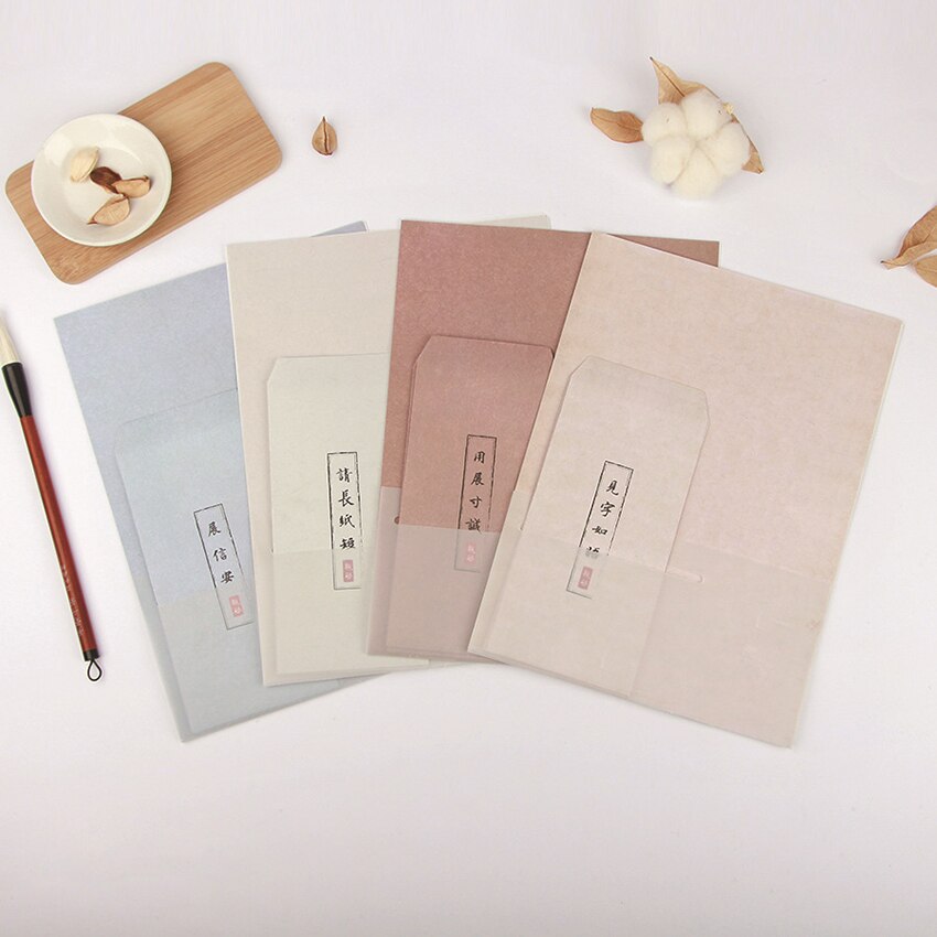 3 letter paper+6 envelopes Set Chinese Style Letter Paper Simplicity Envelope for Greeting,Wedding Party Invitation Card Storage