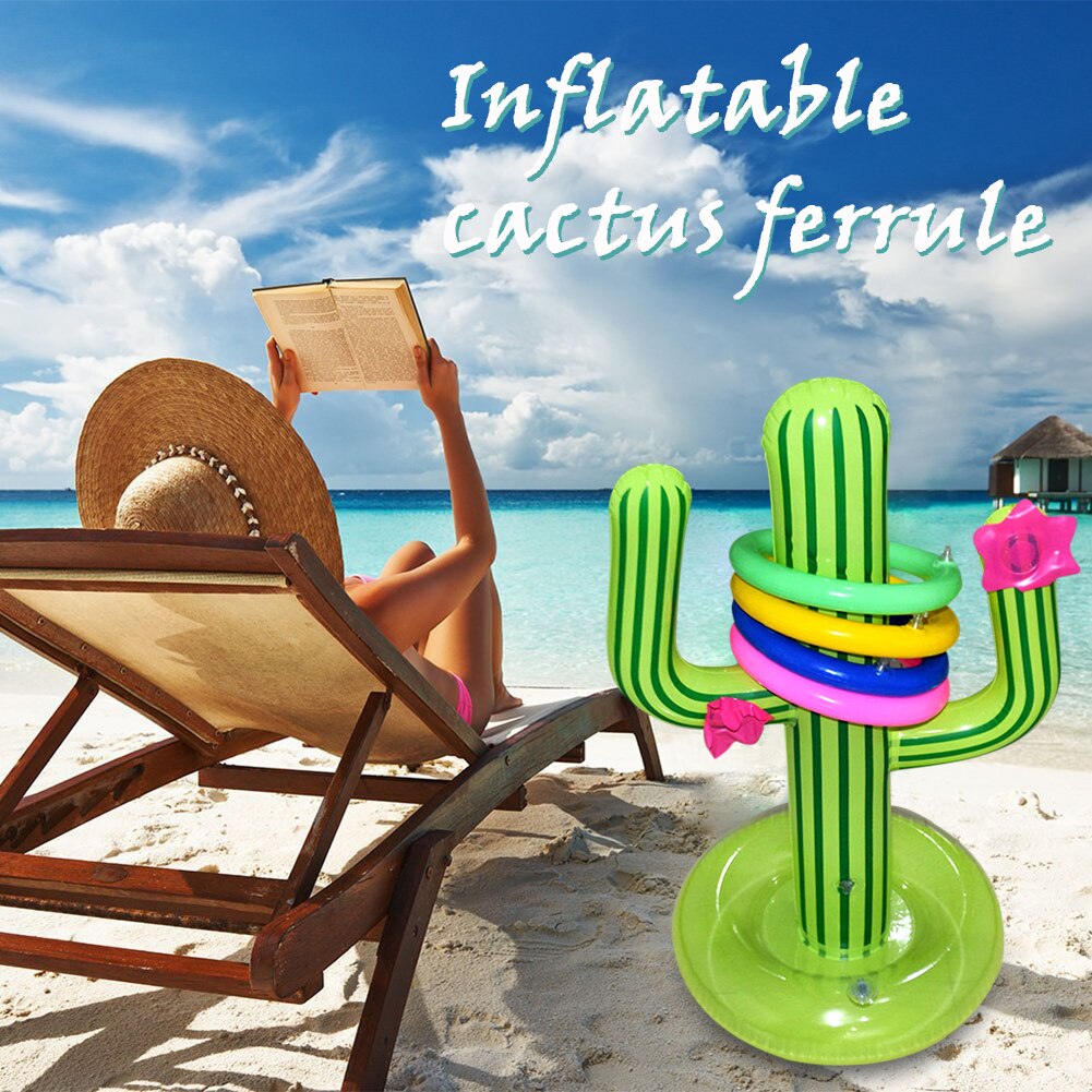 Inflatable Cactus Ring Toss Game Set Target Toss Ferrules Floating Swimming Ring Outdoor Children Intelligence Classic Game