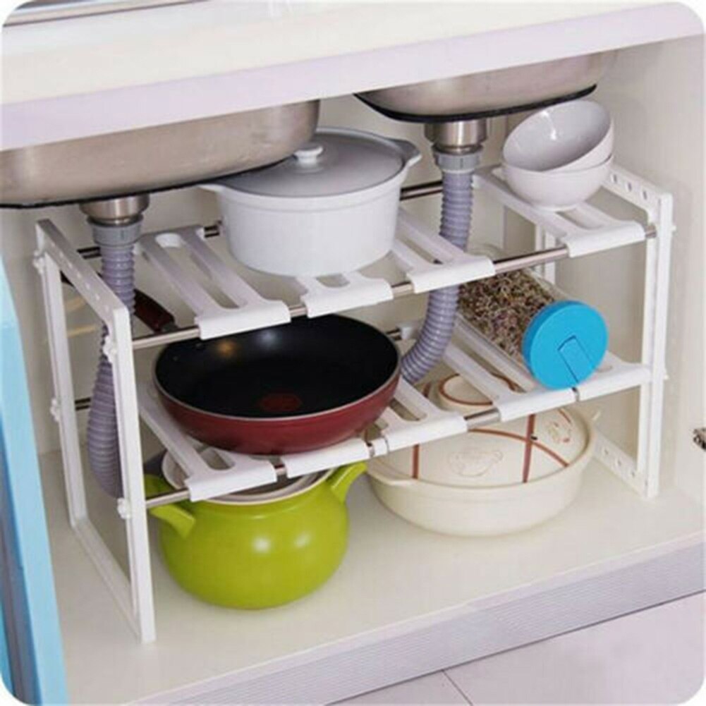 2-Tier Sink Rack Organizer Storage Expandable Adjustable Kitchen Shelf Holder UND