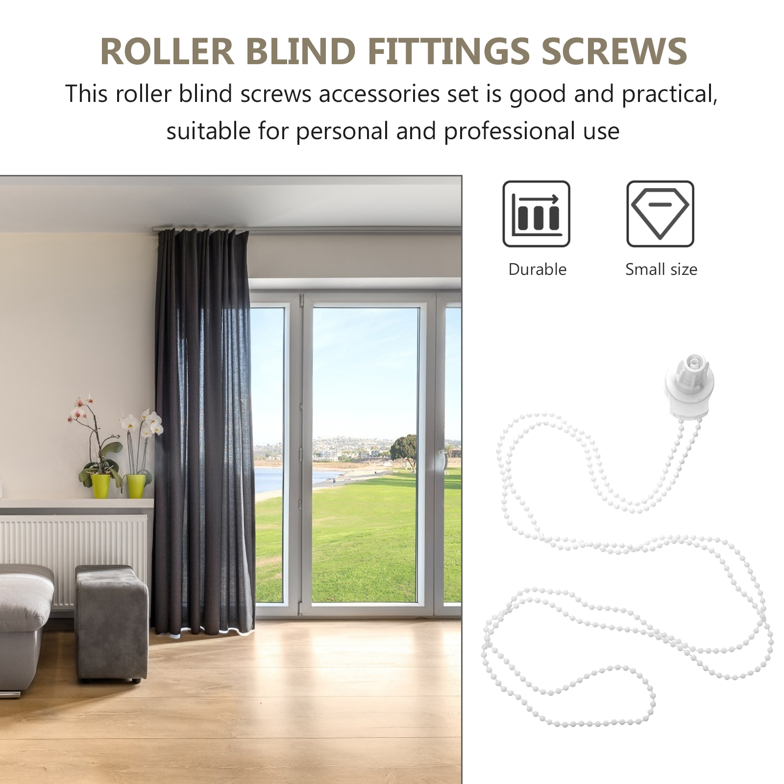 1 Set Curtain Parts Screws Bead Chain Simple Window Home Roller Shade Parts Roller Blind Fittings for Office Home