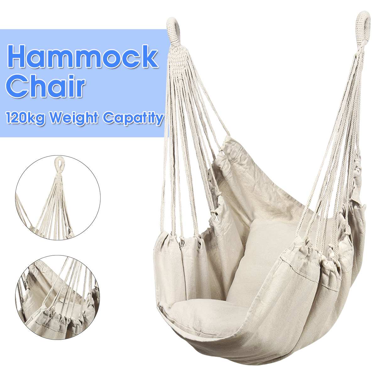 Hamaca blanca de estilo nórdico para exteriores, jardín, dormitorio, dormitorio, silla colgante para niños y adultos, hamaca de seguridad individual oscilante