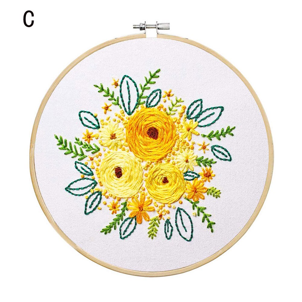 Beginner Flower Embroidery Kit Bag Painting Crafts DIY Material Kits Punch Needle Handmade Needlework Kit Home Wall Decor: C