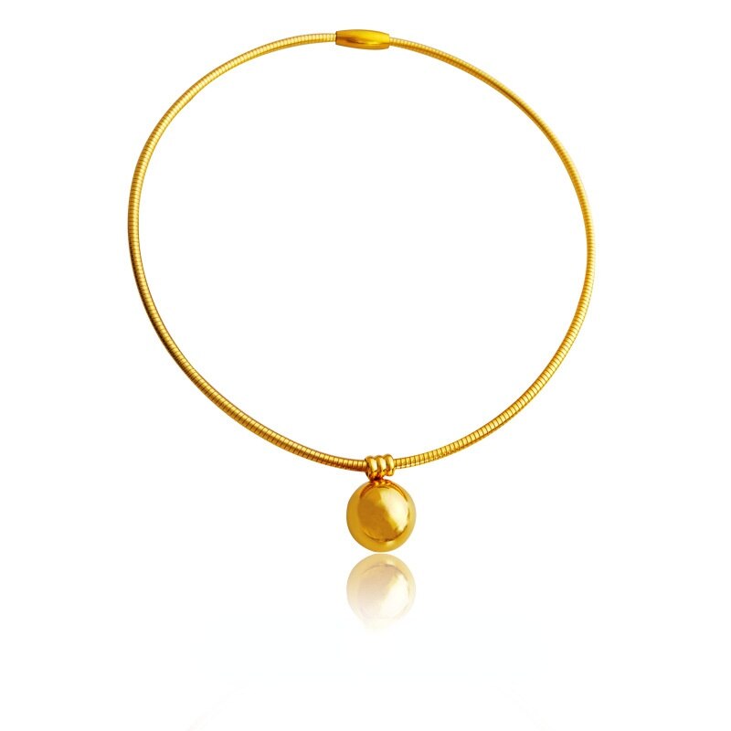 Moderne Sieraden Ronde Bal Hanger Ketting Populaire Stijl Messing Gouden Zilveren Vergulde Choker Ketting Voor Vrouwen