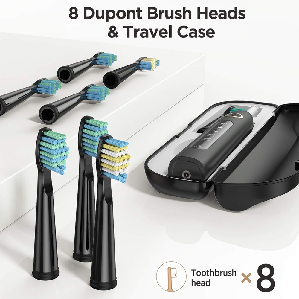 Fairywill brosse à dents sonique électrique FW-507 USB Charge Rechargeable étanche électronique dent 8 brosses têtes de rechange adulte