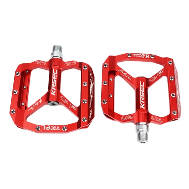 KRSEC 1 Pair Bike Pedals Ultralight Aluminum Alloy CNC Mtb DH XC Mountain Bicycle Pedals: Red