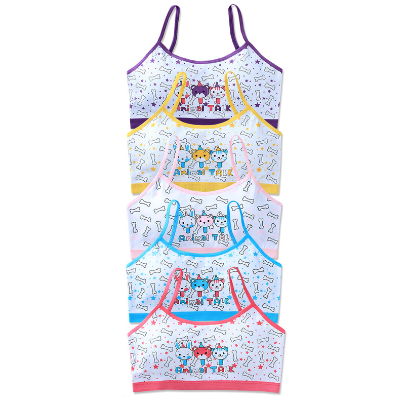 5Pcs Children Girl Bra Cotton Letters Printed Teens Underwear Summer Kids Vest for 8 12 16 Years Old Comfortable Cotton Bras