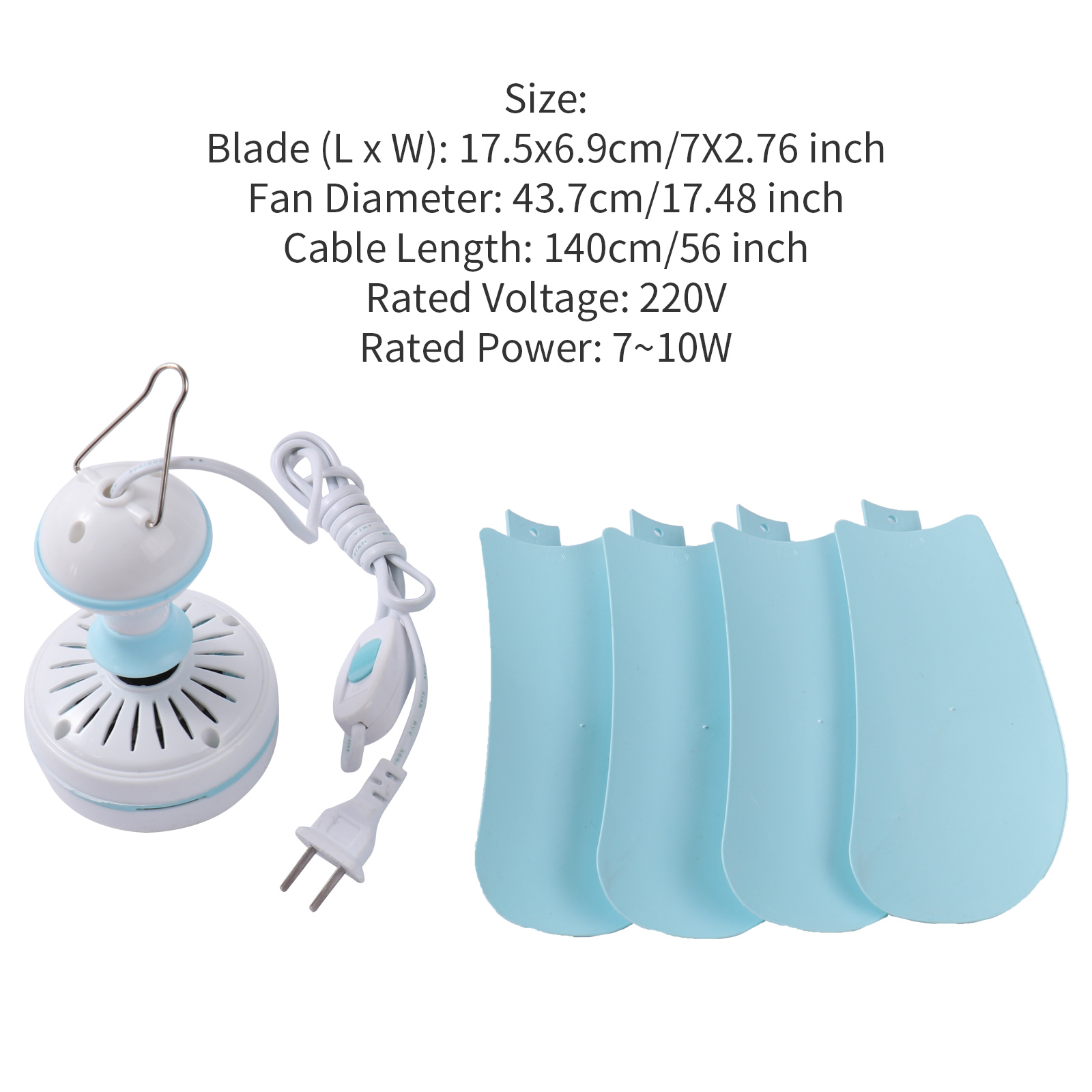 220V mini wentylator sufitowy przenośny energooszczędny wentylator sufitowy 6 liści miękka łopatka wentylatora cichy mini wentylator wiszący robić sypialni sypialni: 4-Blade