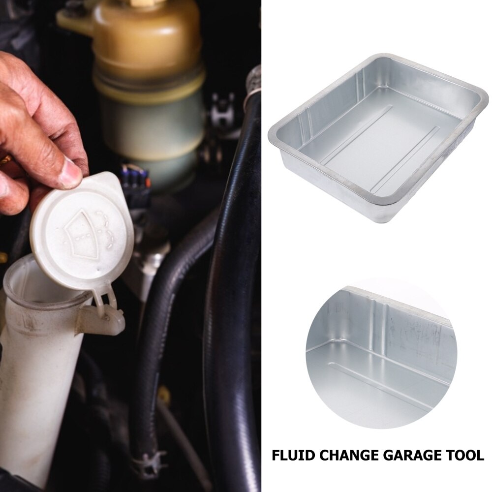 1pc Steel Oil Drain Pan Waste Engine Oil Collector Tank Gearbox Oil Drip Tray