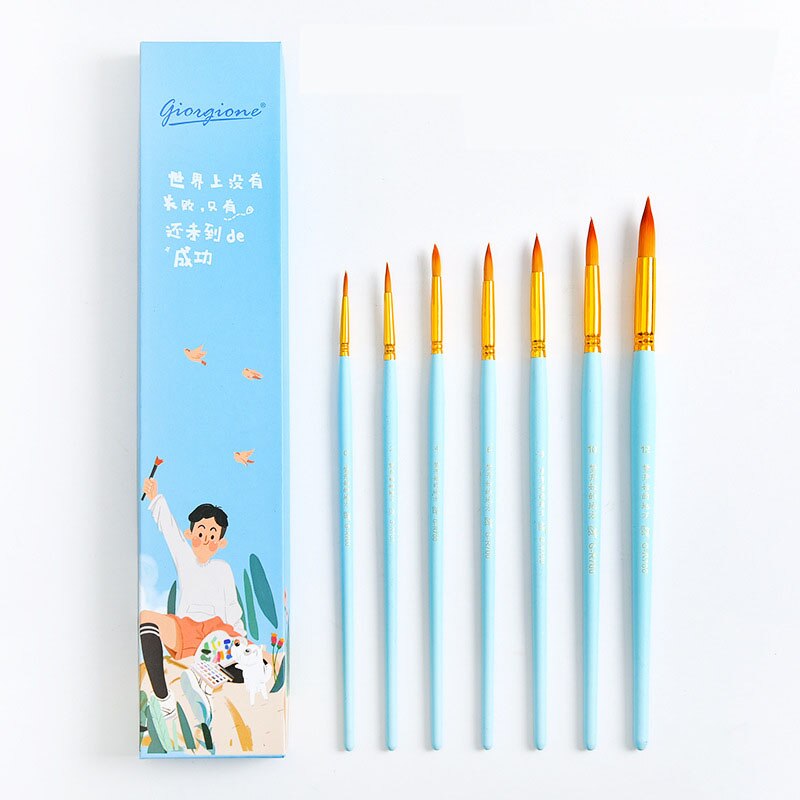 7 stücke Traum verfolgen Serie Runde kopf Nylon pinsel Suite Anfänger Erwachsene Professionelle Zeichnung Kunst Malerei Aquarell Pinsel einstellen: Blau