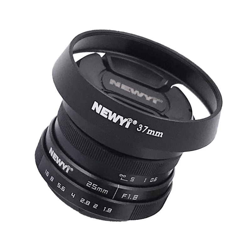 NEWYI 25mm F /1.8 CCTV Mini Lens for EOS M Mount Mirro Camera & Hood Adapter 7 in 1 Kit