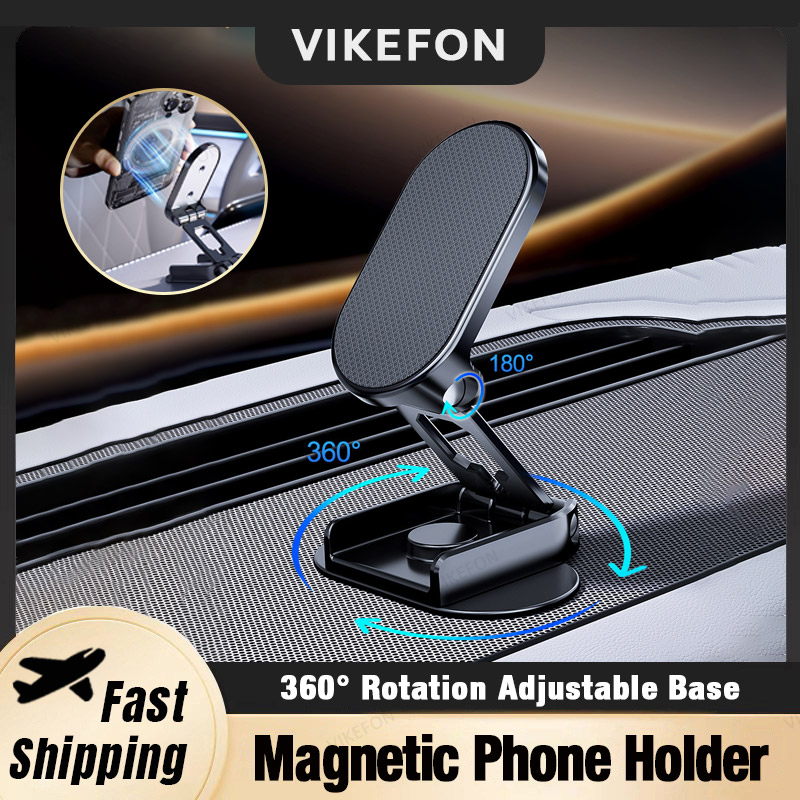 Car Magnetic Phone Holder 360° Rotation Dashboard Foldable GPS Cell Phone Mount Stand For All Smartphones Universal Auto Bracket
