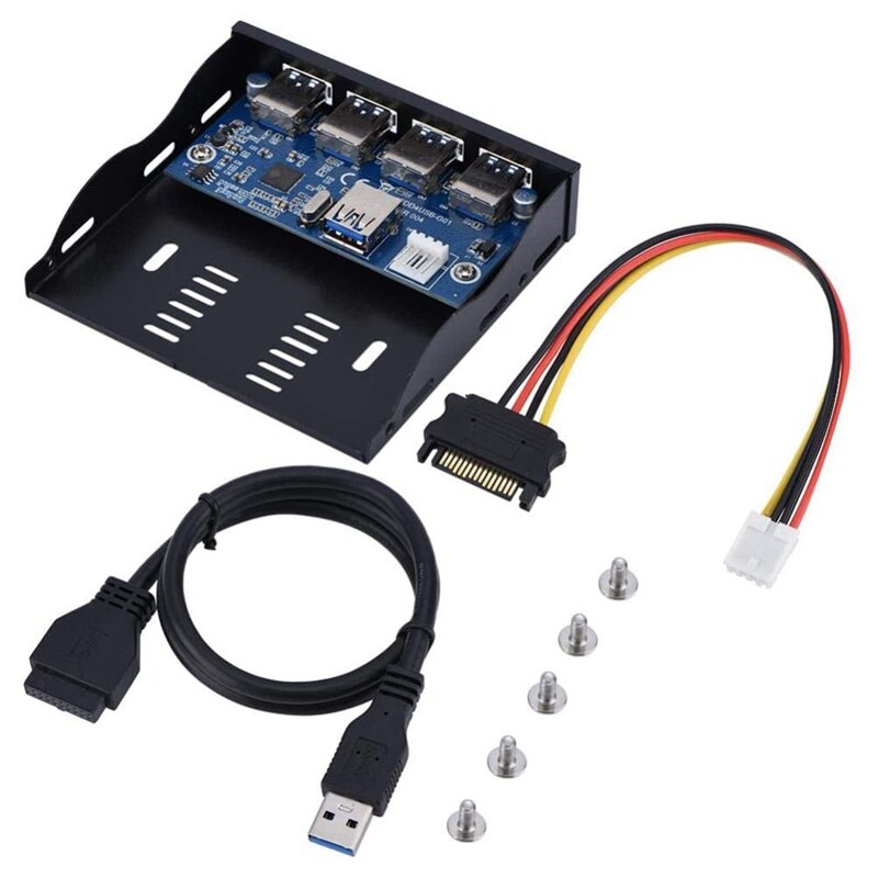 USB3.0 Floppy Front Panel 4-Port Front Panel for 3.5inch Floppy Bay 19 Pin to 4 Ports USB3.0 HUB Expansion Card