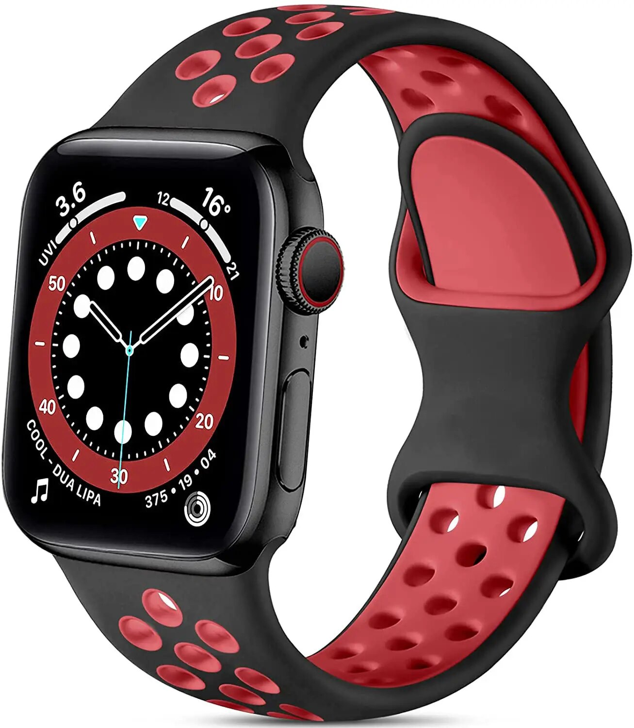 Bracelet de montre en silicone de sport de poignet de remplacement double pour la série Apple IWatch: Rouge / 40mm et plus