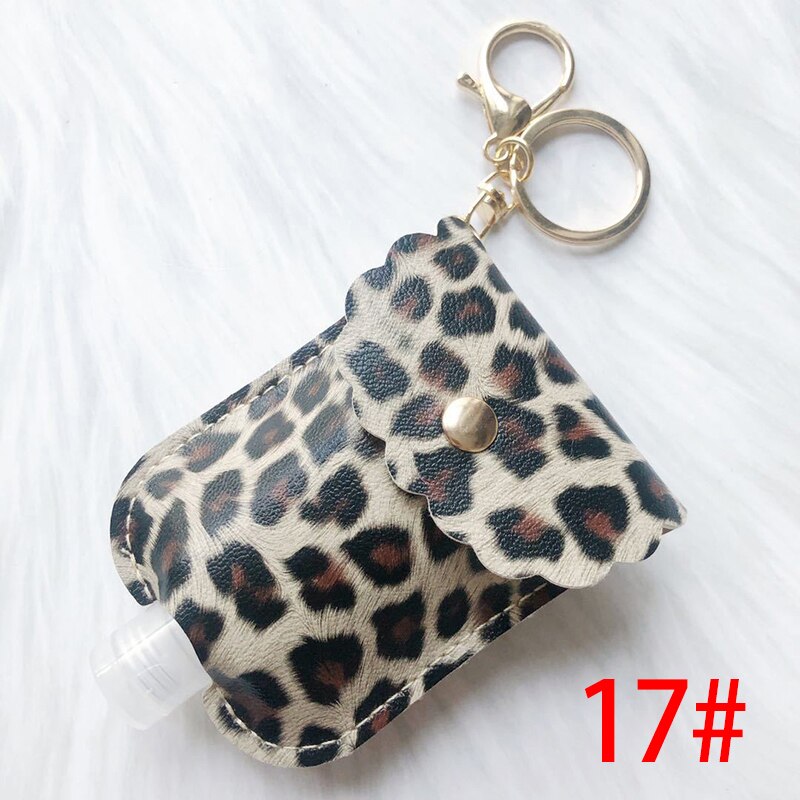 60Ml Reizen Lekvrije Leather Case Sleutelhanger Tas Hervulbare Lege Fles Voor Handdesinfecterend Bag Met Key Ringen Hanger fles: 17