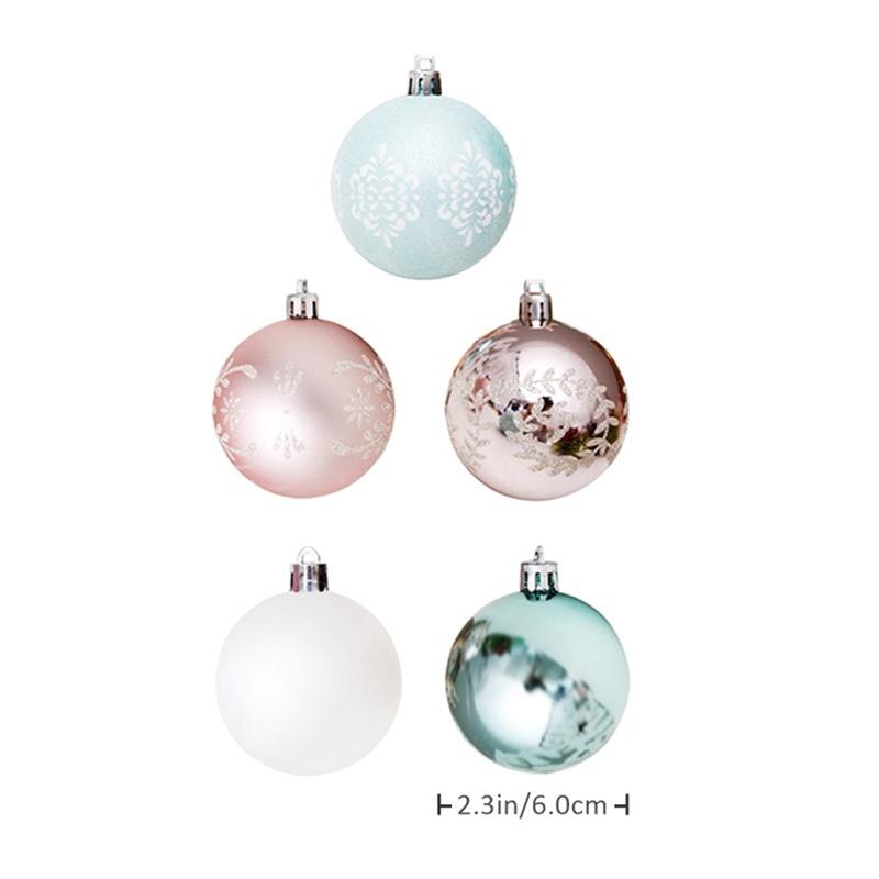 30Pcs Kerstboom Decoratie Kerst Ballen Plastic Bal Ornamenten Gekleurde Tekening Bal Kerst Bal (Rose Goud)