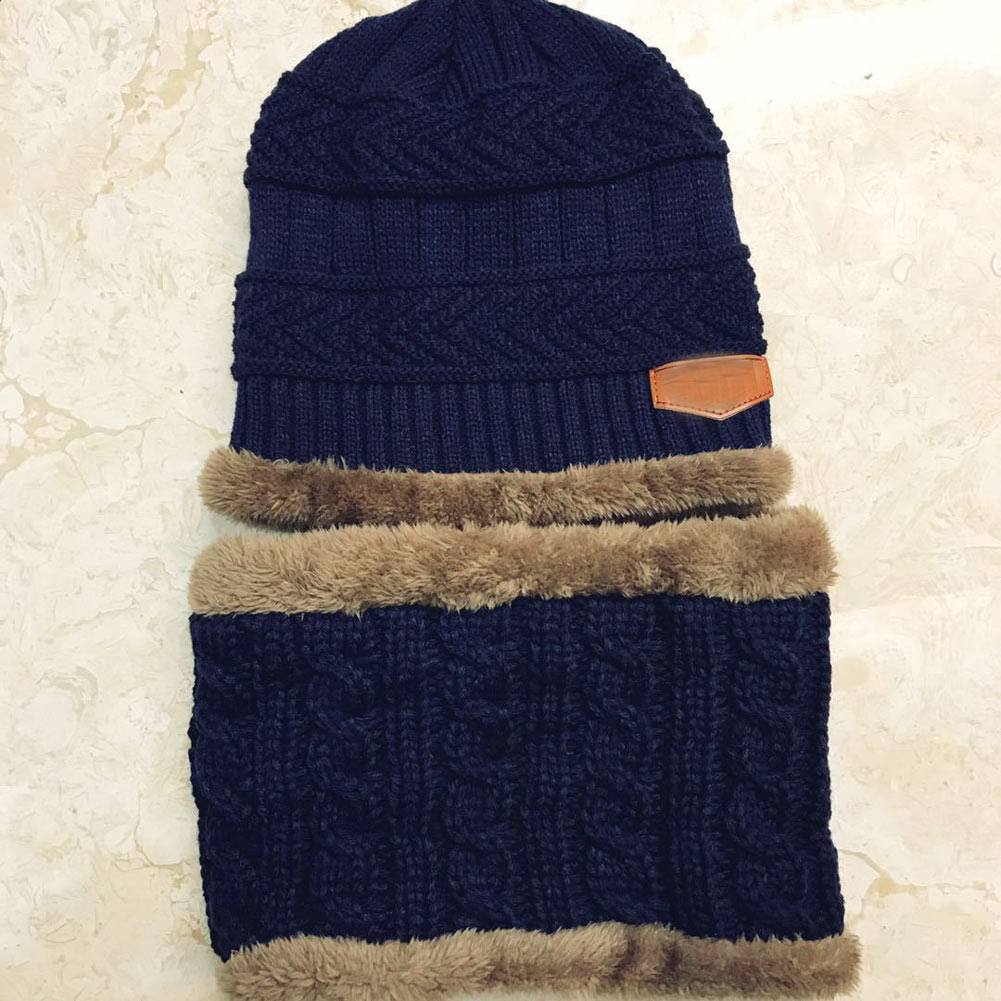 2 stk sæt børn børn hue tørklæde strikning behagelig varm tyk åndbare hatte tørklæde sæt til vinter: Default Title