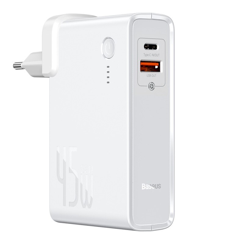 Baseus 45W Gan Charger Qc Snelle Usb Charger Voor Iphone Xiaomi 10000Mah Power Bank PD3.0 QC3.0 Scp Quick oplader Voor Notebook: USB Type-C White