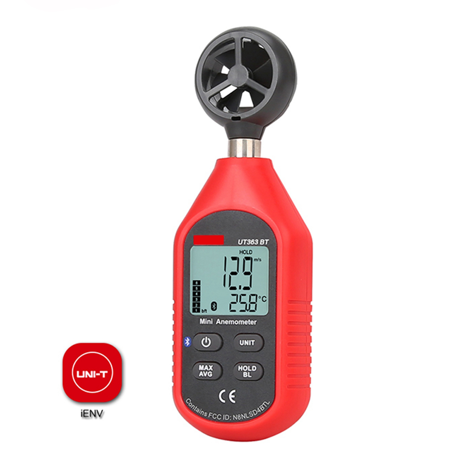 UT363BT Digital Anemometer Handheld Wind Speed Meter Bluetooth Wind Sensor Outdoor Thermometer LCD Display Measuring Device: Default Title