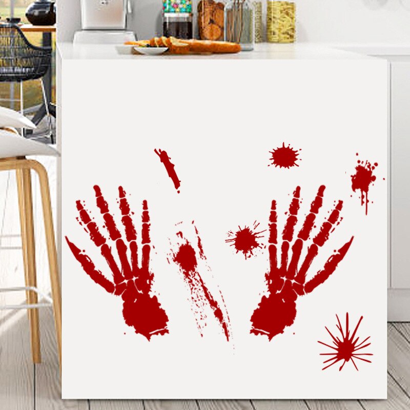 15Pcs Halloween Decoration Bloody Handprints Footprints Bloody Stickers for Shopping Malls, Window Glass,Parties,Etc