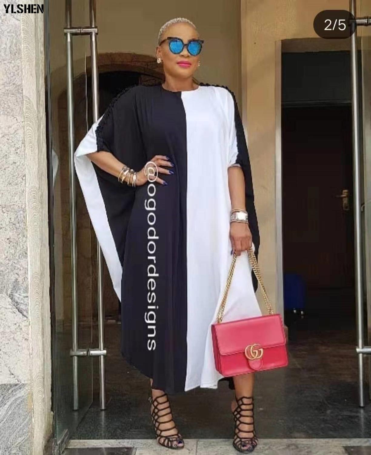 Afrikanische Kleider Für Frauen Dashiki Afrikanische Kleidung Afrika Kleid drucken Damen Kleidung ankara Plus Größe Kaftan Boubou Lange Kleid: Schwarz