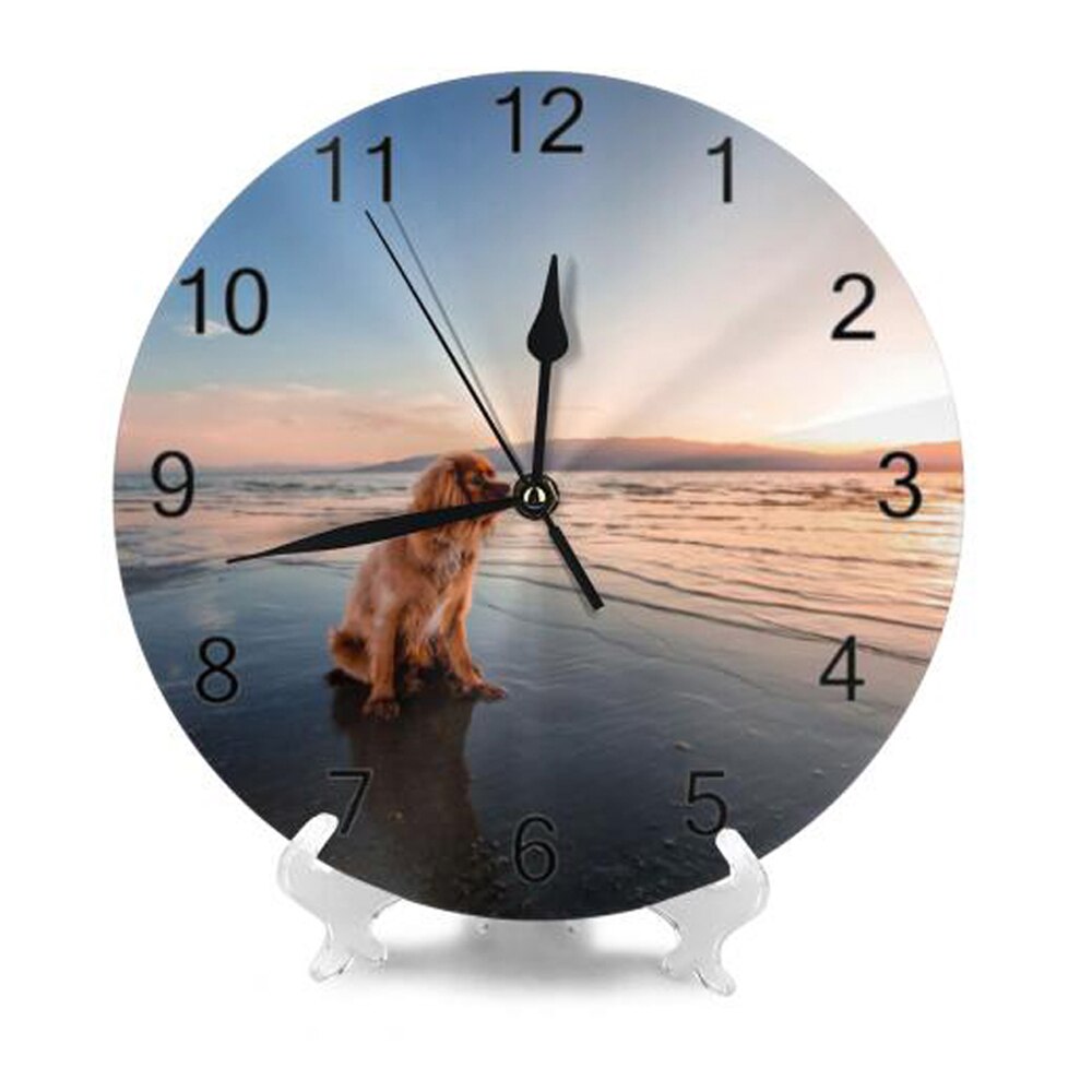 Round Wall-Clock Pet Dogs Pattern Numeral Digital Dial Mute Silent Non-Ticking Battery Operated Clocks Wall Deaor Art: SZA1193