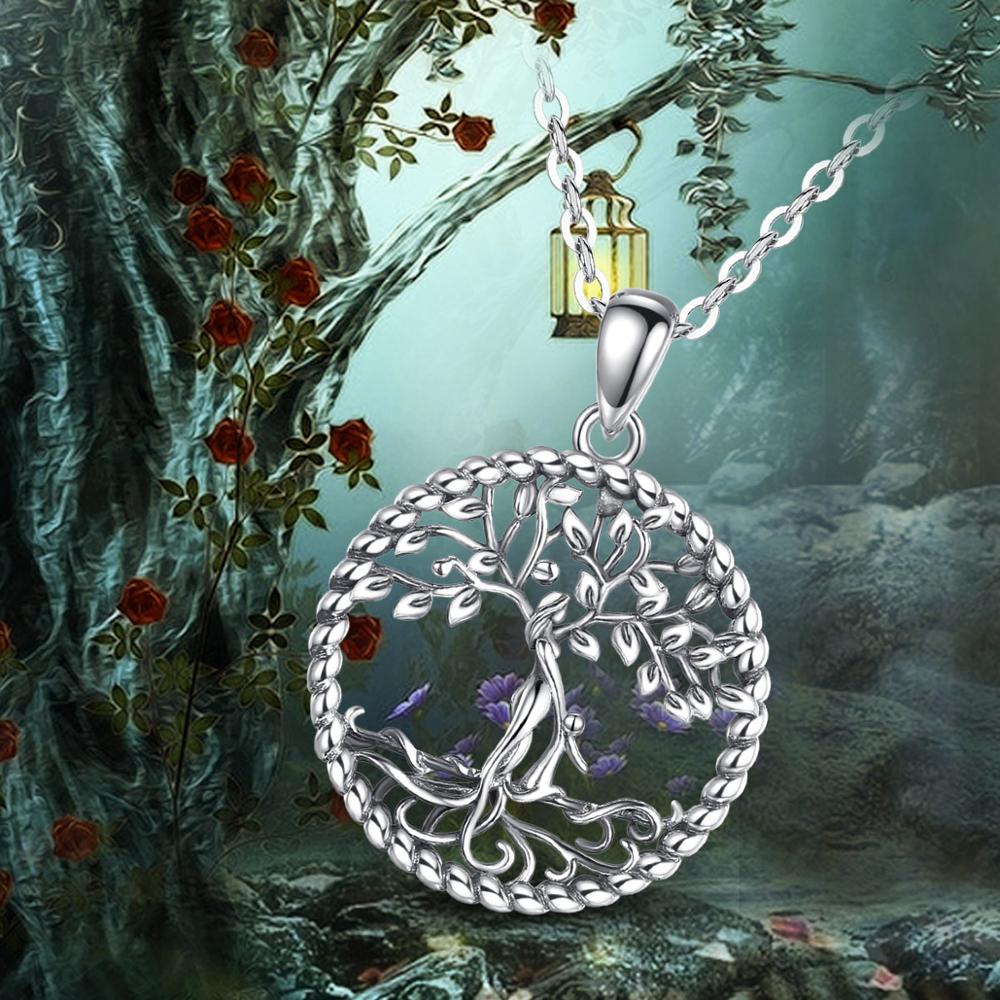 Eudora 925 sterling sølv livets træ vedhæng halskæde solid sølv træ blad & gudinde kvinder halskæde smykker med kasse  d475