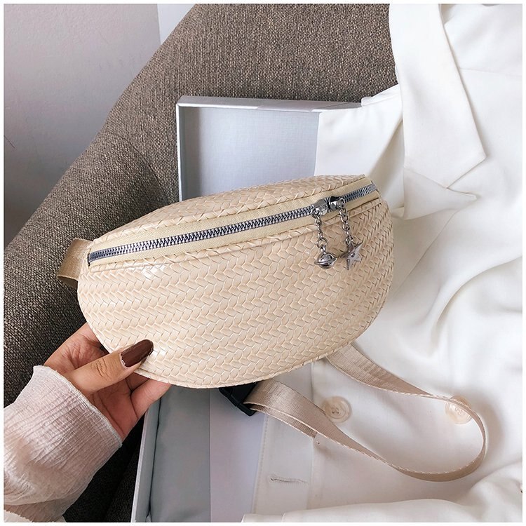 bag woven chest bag ladies casual waist bag Shoulder bagHandbags for Women's Phone bag Small Female handbags: white