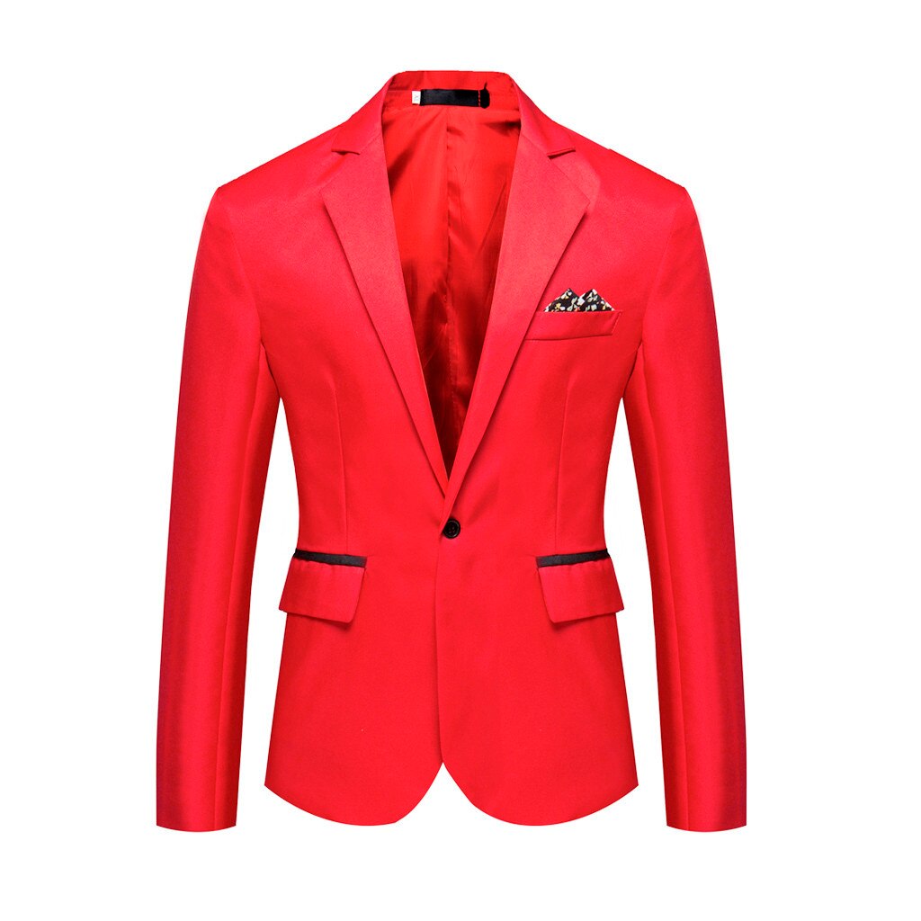 Pop Männer Blazer Stilvolle Casual Solide Blazer Business Hochzeit Party Outwear Mantel Anzug Tops Herren Mantel Blazer: Red / M