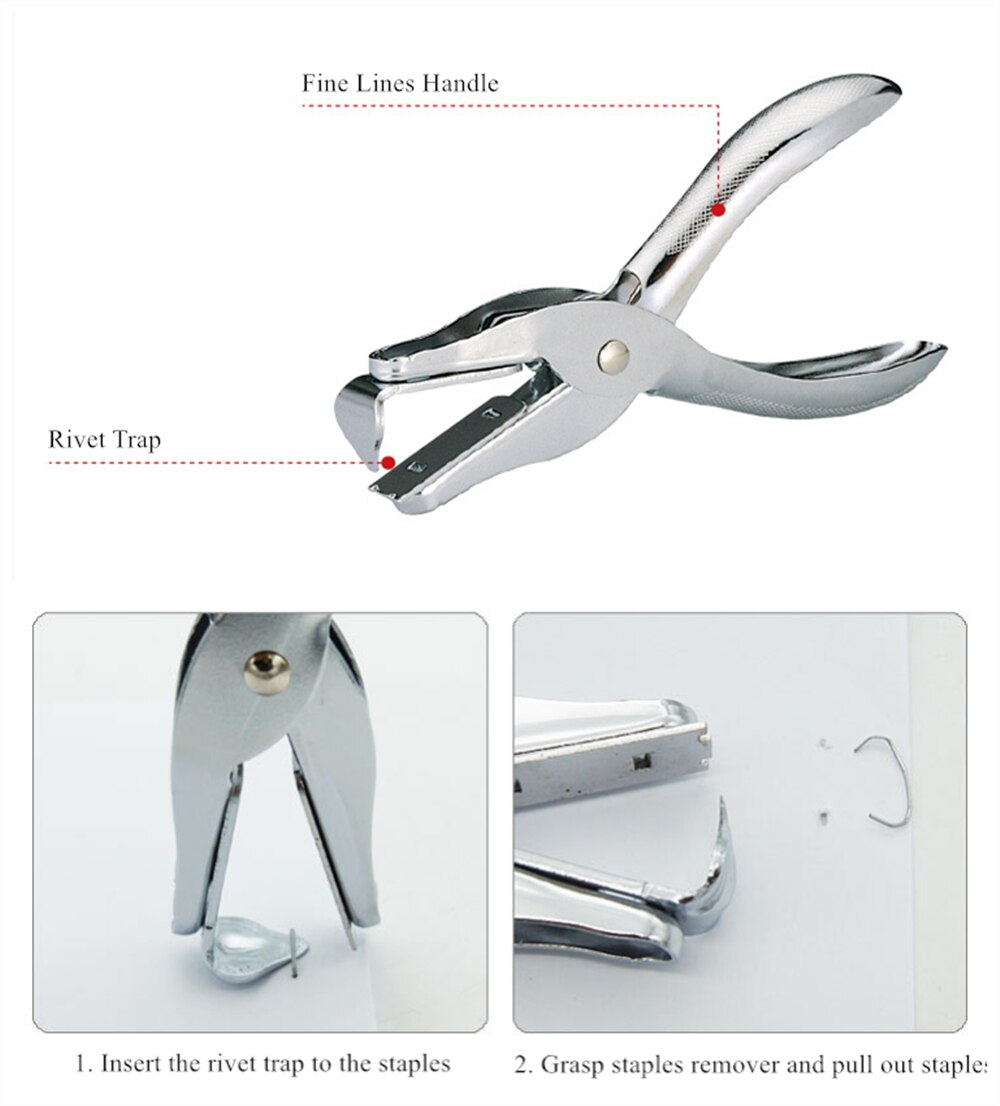Zilver Staal Nietjes Remover Hand Grip Handleiding Nietje Puller Removal Tool Heavy Duty voor Home Office School Bureau Accessoires