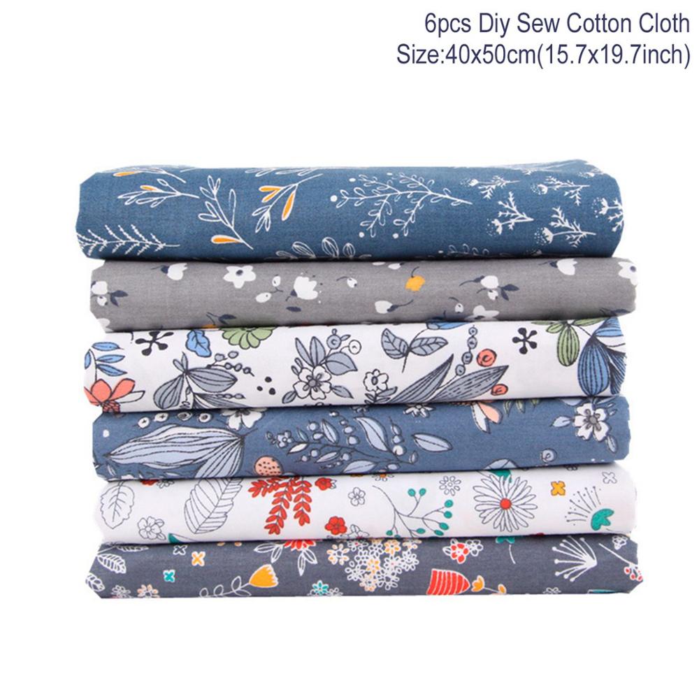 Fengrise-tissu en coton 100% imprimé | Tissus cousus et cousus, pour Patchwork, accessoires de bricolage faits à la main, 7 pièces 50x50cm: 50x40cm Gray 6pcs
