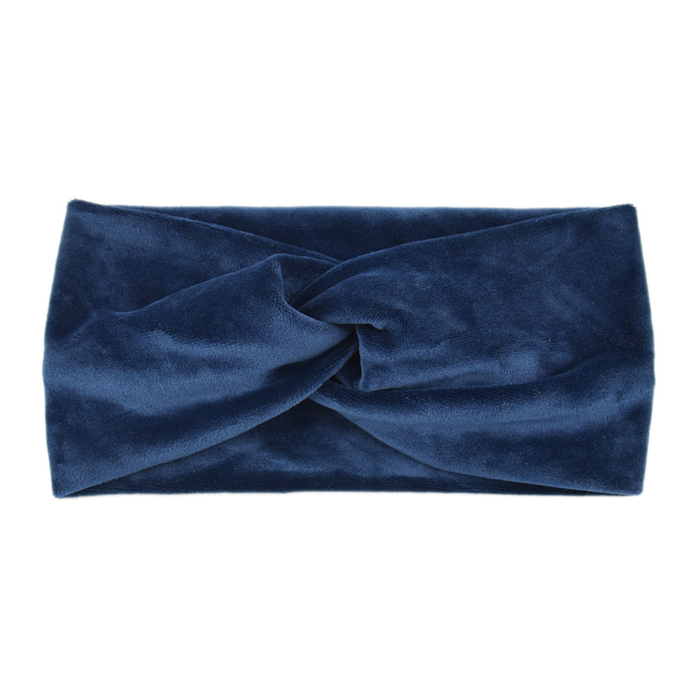 Vinter enkelt korsbånd for kvinner håndlaget ensfarget elastisk knute turban bandasje yoga hårtilbehør: Grønn