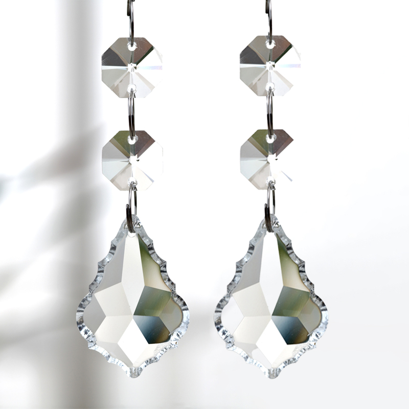 2 Stuks Crystal Clear 38mm Kroonluchter Hanger Kralen Kroonluchter Home Decor Regenboog Prisma Zon Catcher Tuin Trouwzaal decor: Rose