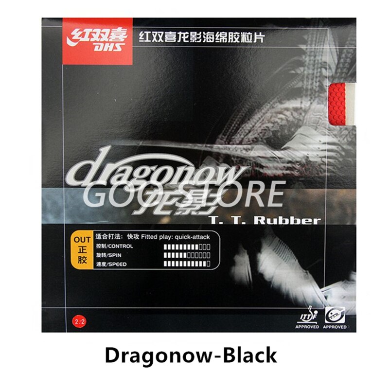DHS dragonow Tenis de Mesa goma original ataque rápido pips-out DHS esponja de ping pong: Black