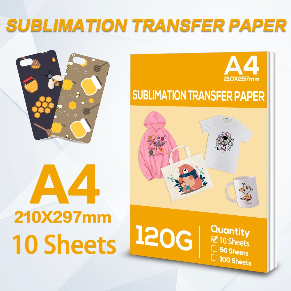 A4 50 Sheets Heat Transfer Paper Sublimation Printing Paper for Polyester Cotton T-Shirt Hat Cap Cup for Inkjet Printer Paper: 10 Sheets Paper