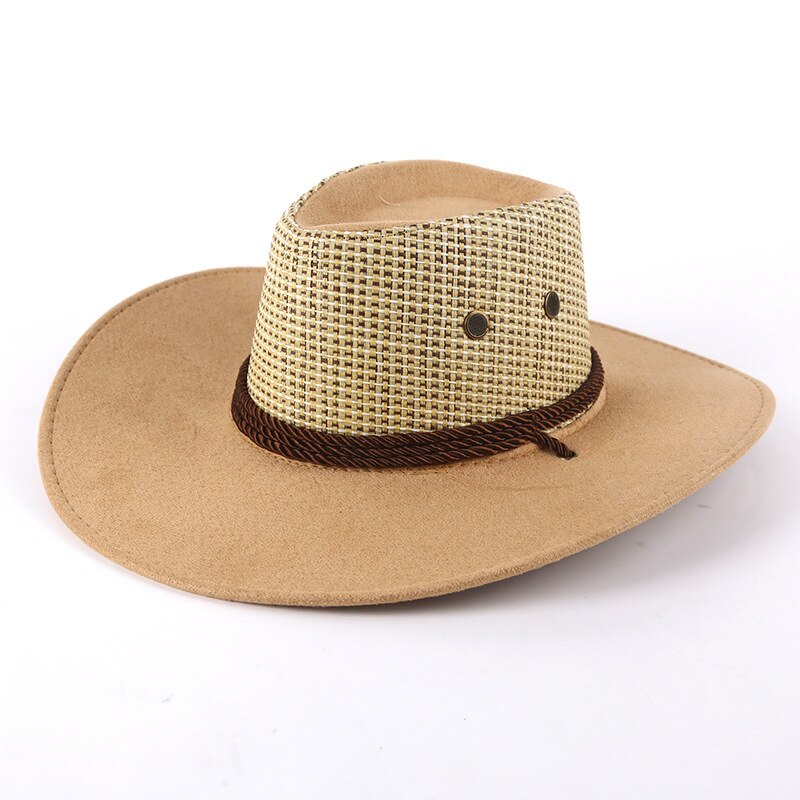 Caluriri miehet naiset cowboy hattu miesten iso lieri kesä merenrantahattu cowboy hattu miesten kiipeilyaurinkohattu rento isäpoika: 3
