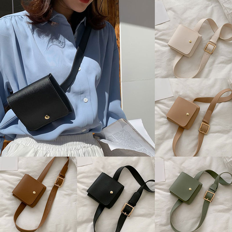 PU Chest Bag Fanny Pack Women Shoulder Waist Belt Bag Solid Color Casual Belt Crossbody Pocket Phone Murse Purse