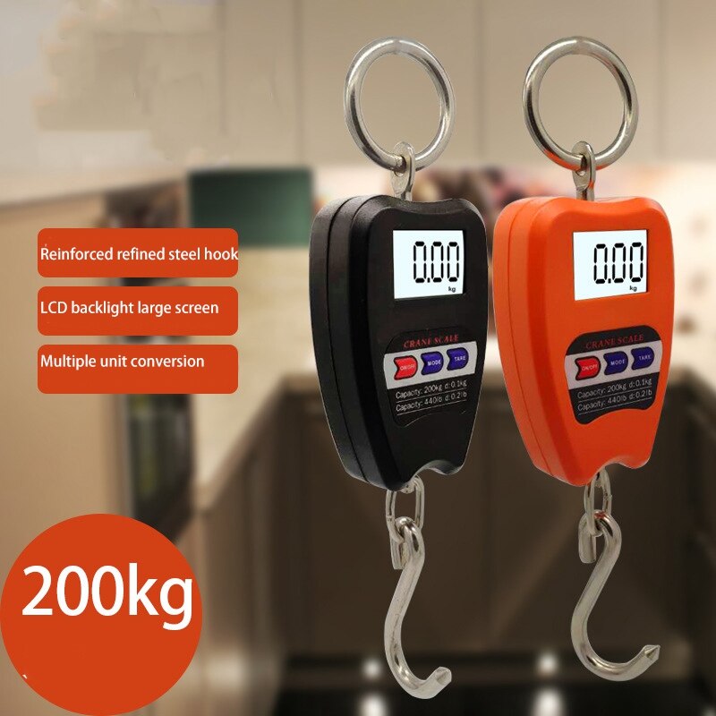 Mini Crane Scale Weighing Digital Industrial Hanging Scale 200Kg/441Lb Heavy Duty Hanging Hook Scales