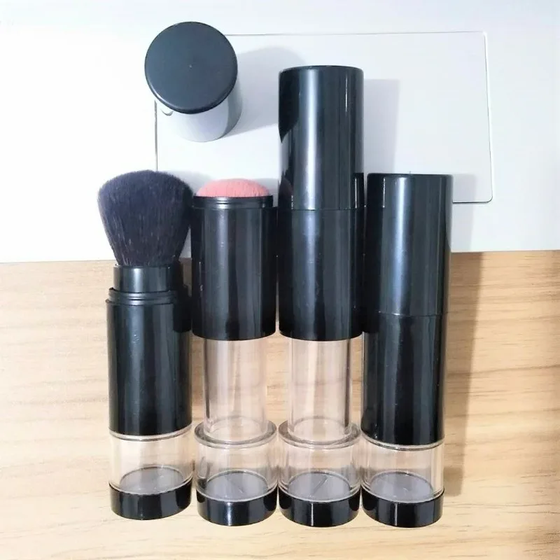Brocha para base 2 en 1, brocha de maquillaje, colorete de viaje vacío con botella de polvo suelto recargable, tarro, herramientas de maquillaje de belleza