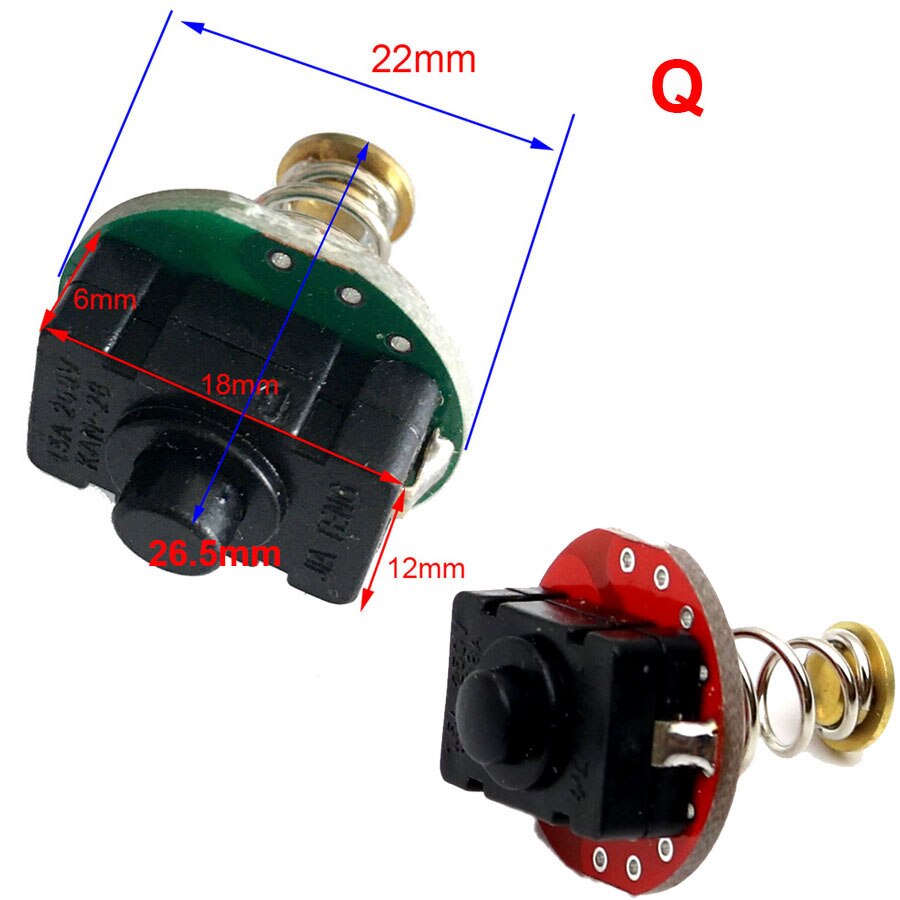 2Pcs Zaklamp Modding Drukknop Klik Schakelaar Module Diy Onderdelen Montage Glare Torch Tail Schakelaar Draagbare Verlichting Accessoires: Q