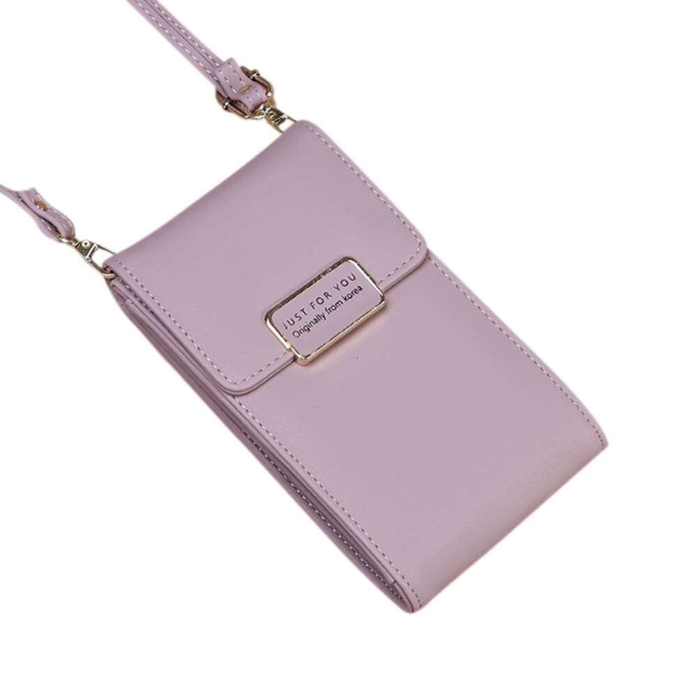 Väskor för kvinnor kvinnor pu crossbody mobiltelefon plånbok mini rektangel axelväska bolsa feminina carteras mujer: Lila