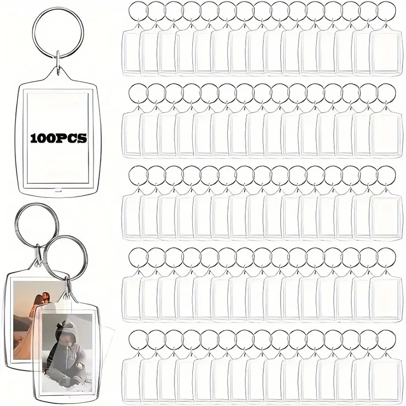 5/50 stuks transparante fotolijst sleutelhanger kwastjes snap-in aangepaste insert foto acryl blanco sleutelhanger duidelijke blanco foto hanger