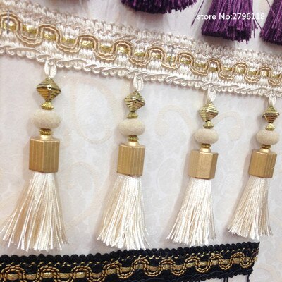 ! 5 Meter/12 Cm Lange Tassel Fringe Voor Gordijnen Lint Kant Accessoire Naaien Latin Jurk Kledingstuk Gordijn Accessoires: Beige