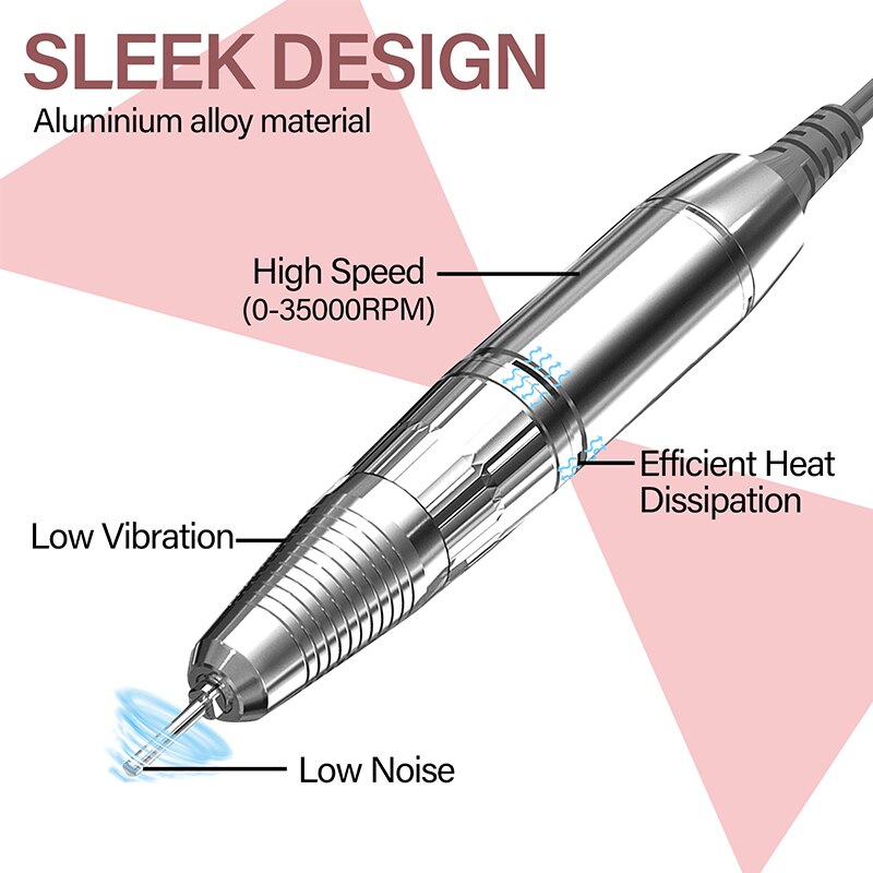 Nowy 2w1 35000 obr/min wiertarka robić paznokci maszyna z silne ssanie odpylacz robić paznokci niski poziom hałasu robić paznokci odkurzacz maszyna robić manicure