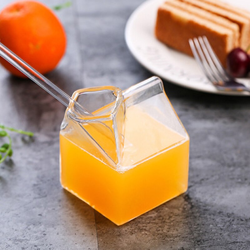 Factory Direct Creatieve Vierkante Melk Glas Melk Doos Glazen Beker Melk Doos Cup