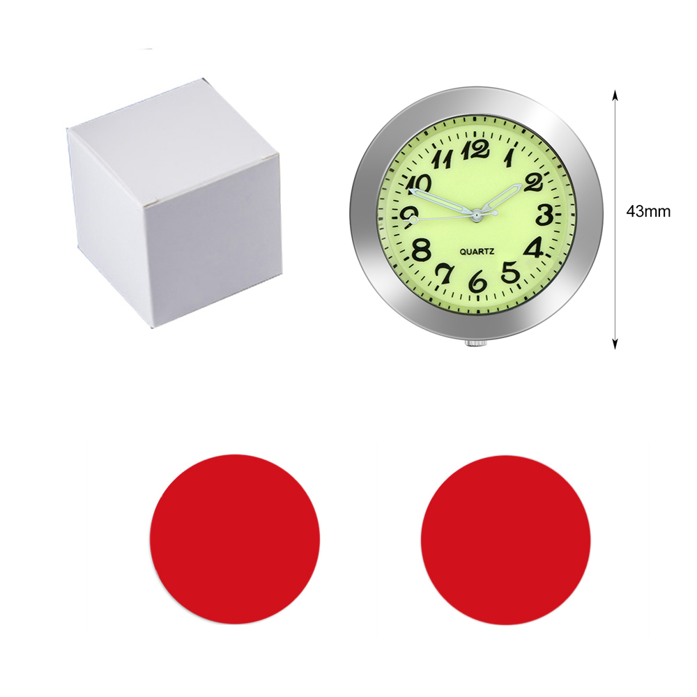 Horloge de voiture lumineuse pour Automobiles, montre numérique interne à coller, mécanique, horloges à Quartz 40mm 43mm, ornement automobile, accessoires de voiture: Rouge