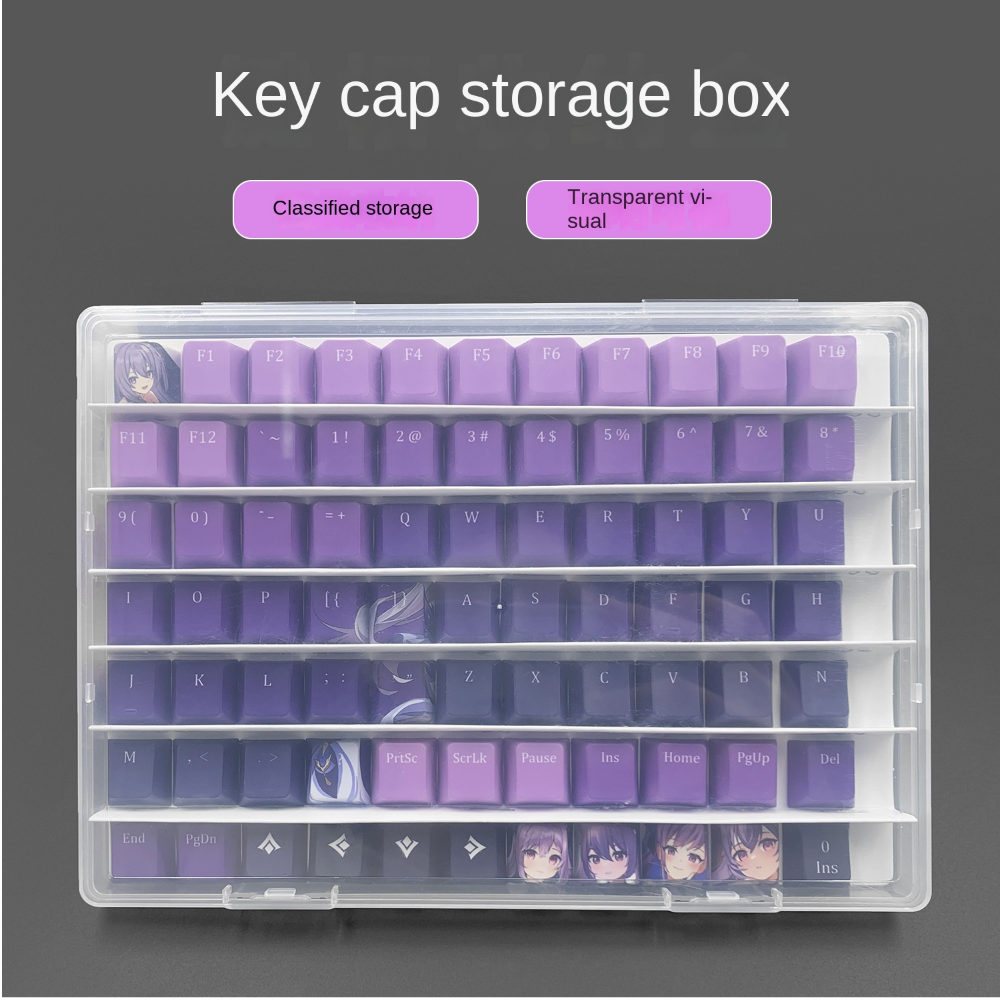 Dustproof PC Keycaps Storage Box 77 1U Keys Waterproof Clear Keycaps Case Stackable Universal Keyboard Keycaps Tray