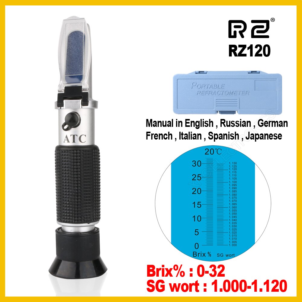 Rz refraktometri olut brix vierre sokerialkoholi 0 ~ 30%1.000 ~ 1.120 sg ominaispaino käsityökalu hydrometri  rz120 työkalu: Rz120