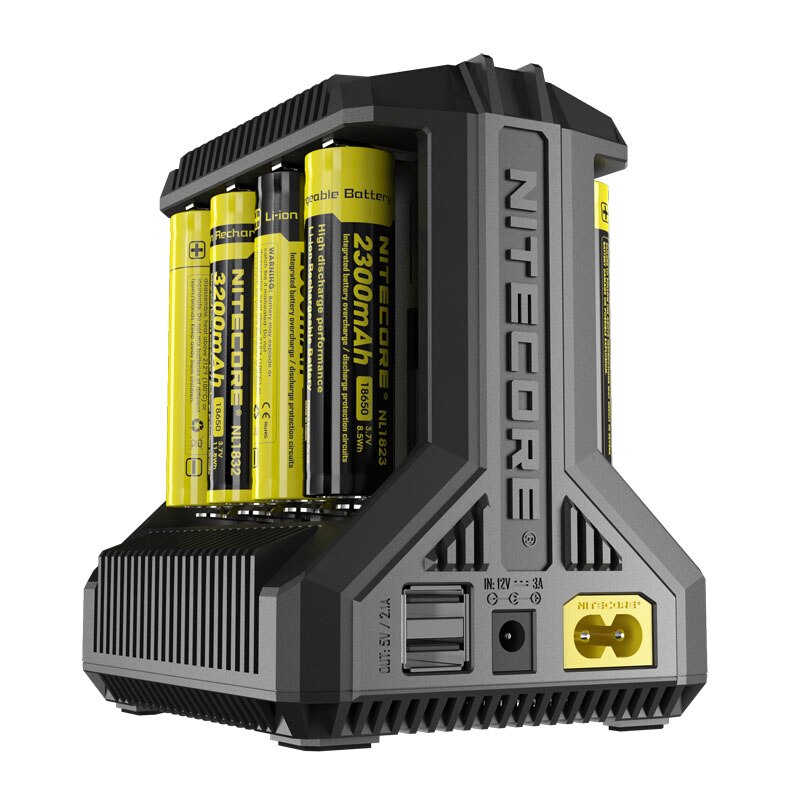 Nitecore  i8 intelligent charger, t 8 slots , 4a output smart battery charger for imr 18650 , 16340 , 10440 aa aaa 14500, 26650 and usb